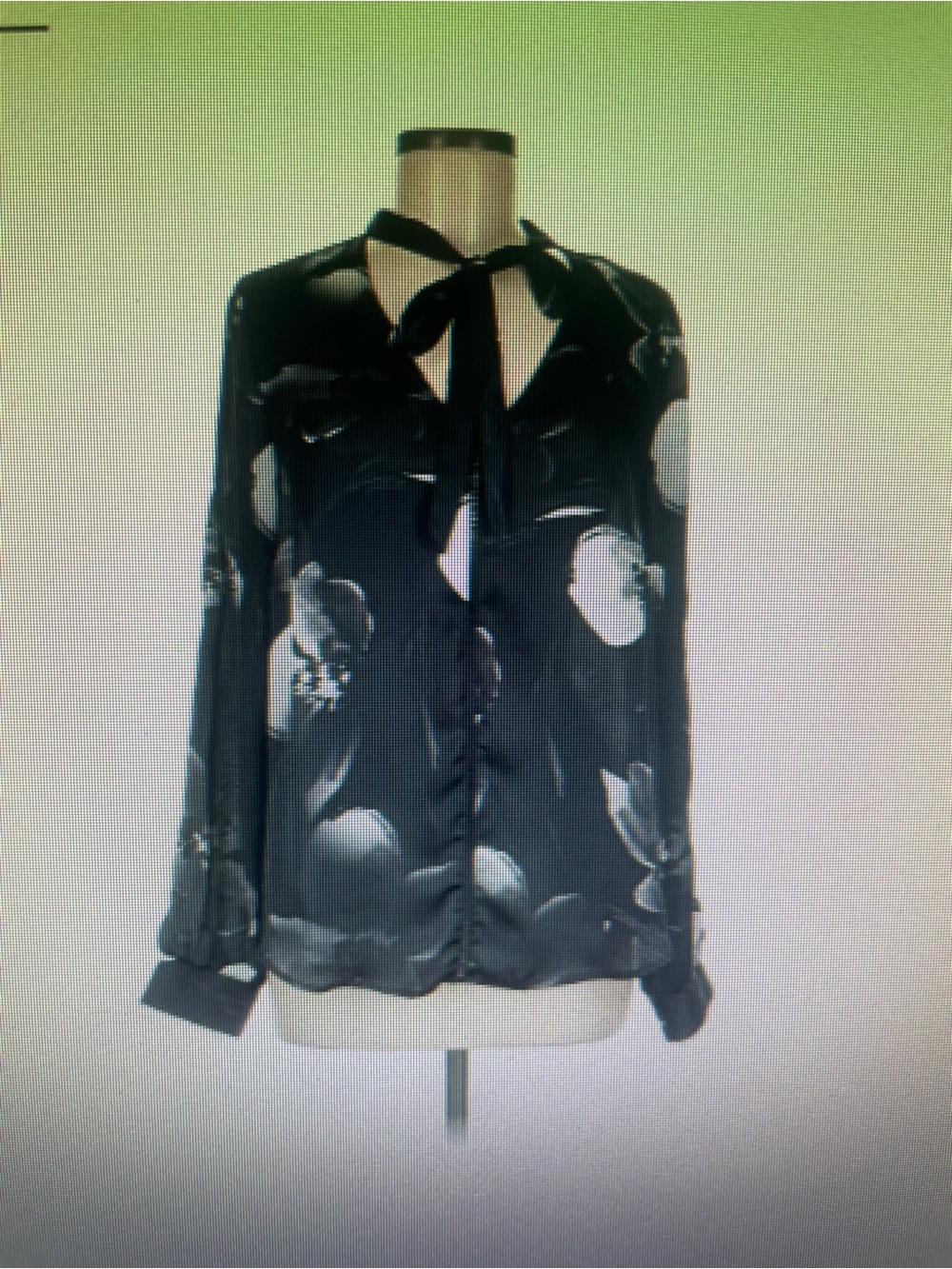 Matty M Black Floral Tie-Neck Blouse